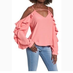 NWOT Leith Cold Shoulder Ruffle Top
